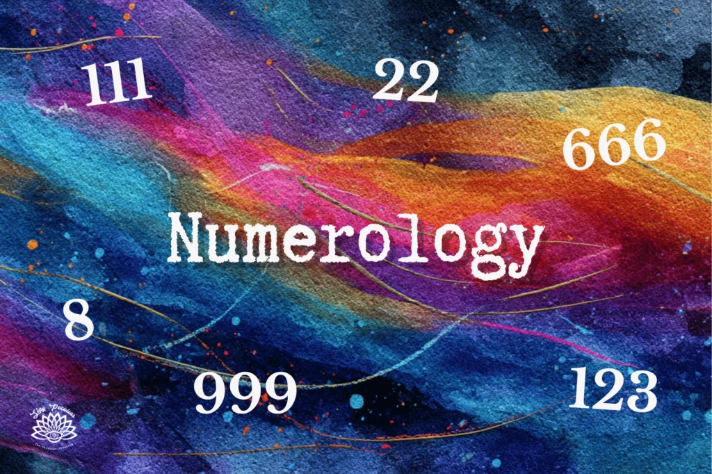Do Numbers Mean the Same for Everyone? Abstract Rainbow Watercolor showing the flow of number energy. The numbers 111, 22, 666, 8, 999, and 123 are shown.