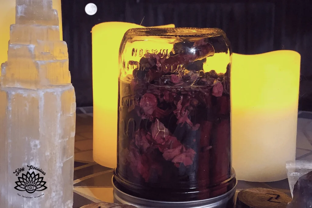 Image of Mason jar placed upside down while making Moon Water