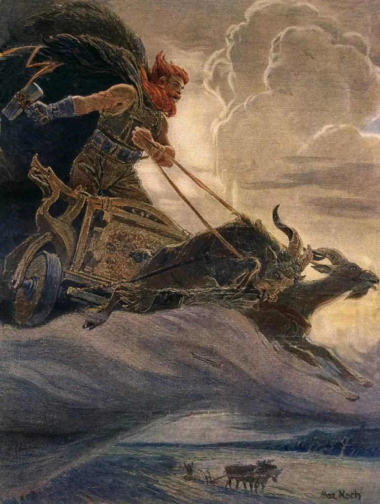 Thor with goats Tanngrisnir and Tanngnjostr