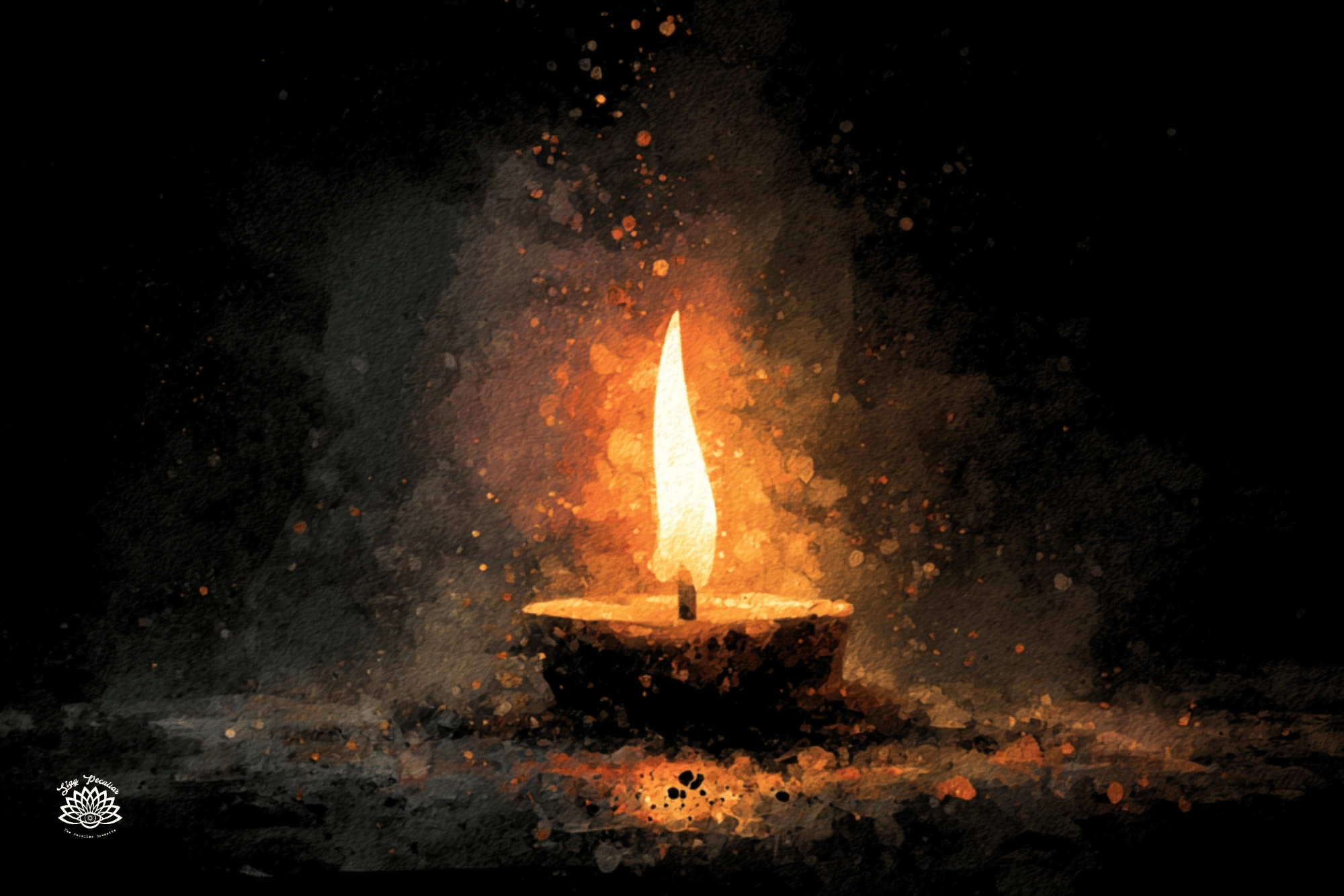 small tea light candle flame burning brightly with meaning